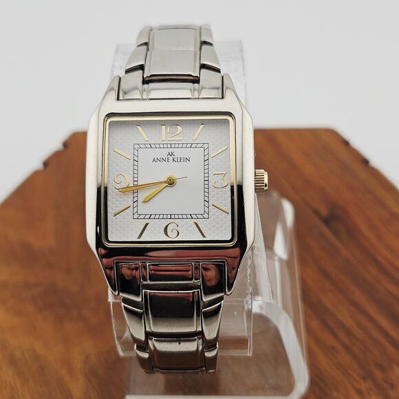 Anne Klein Women's Silver Tone Rectangle Watch Link Band Casual Everyday Basic - Picture 1 of 7